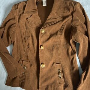 Brown Blazer and Mini Skirt with Gold Buttons
